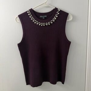 Adrianna Papell Plum Top with Pearl Accents